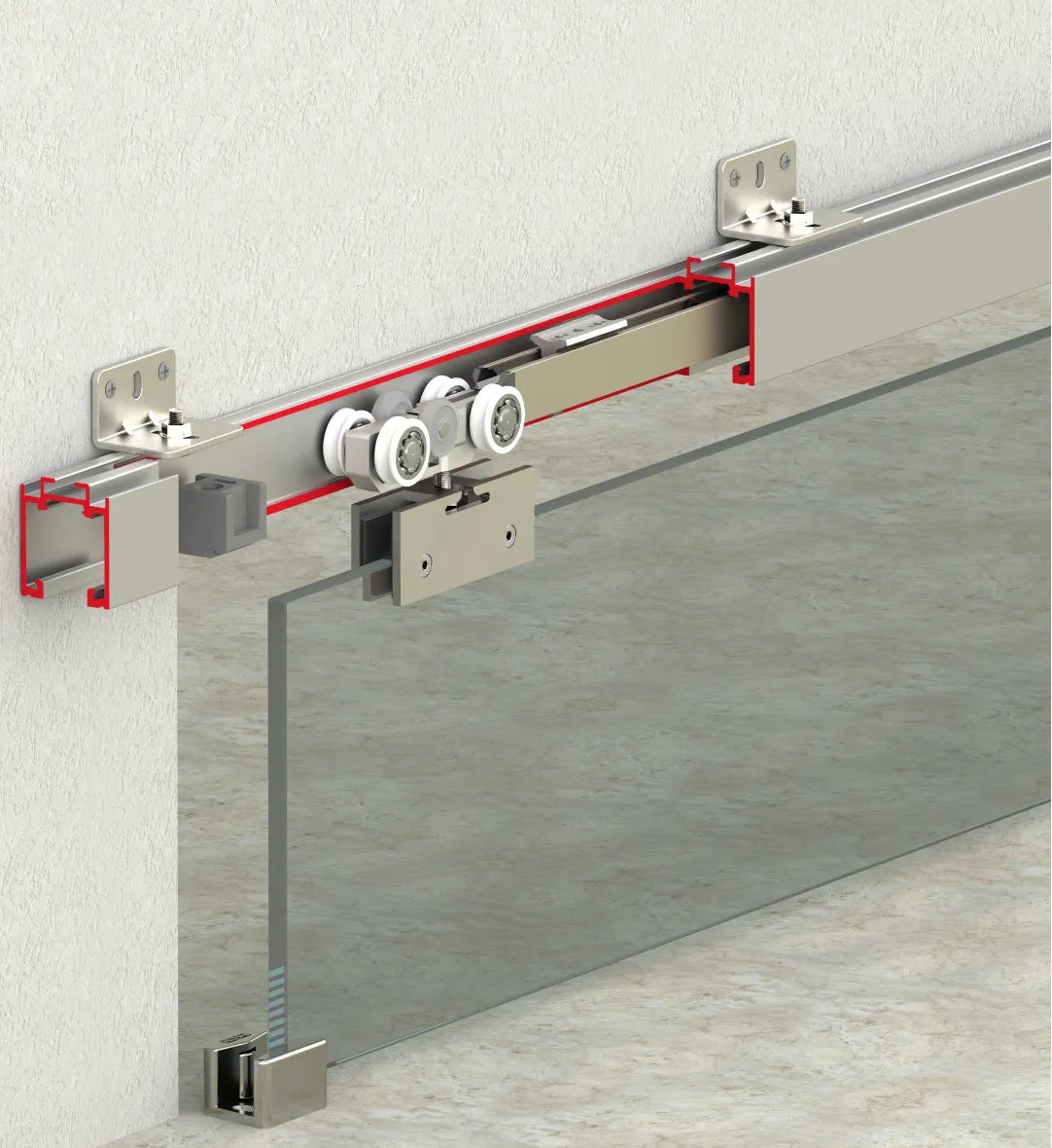 120 KG ADJUSTABLE SLIDING GLASS DOOR SYSTEM - TWO WAY SOFT CLOSING