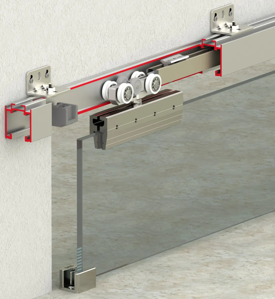 120 KG ADJUSTABLE SLIDING GLASS DOOR SYSTEM - TWO WAY SOFT CLOSING