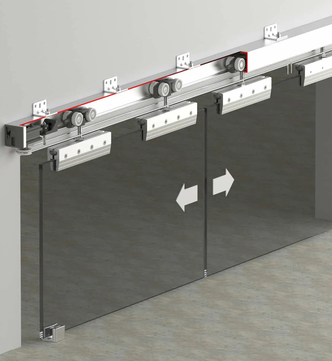 80 KG FUNICULAR SLIDING GLASS DOOR SYSTEM