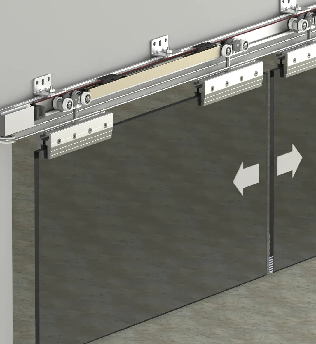 120 KG ADJUSTABLE FUNICULAR SLIDING GLASS DOOR SYSTEM - TWO WAY SOFT CLOSING