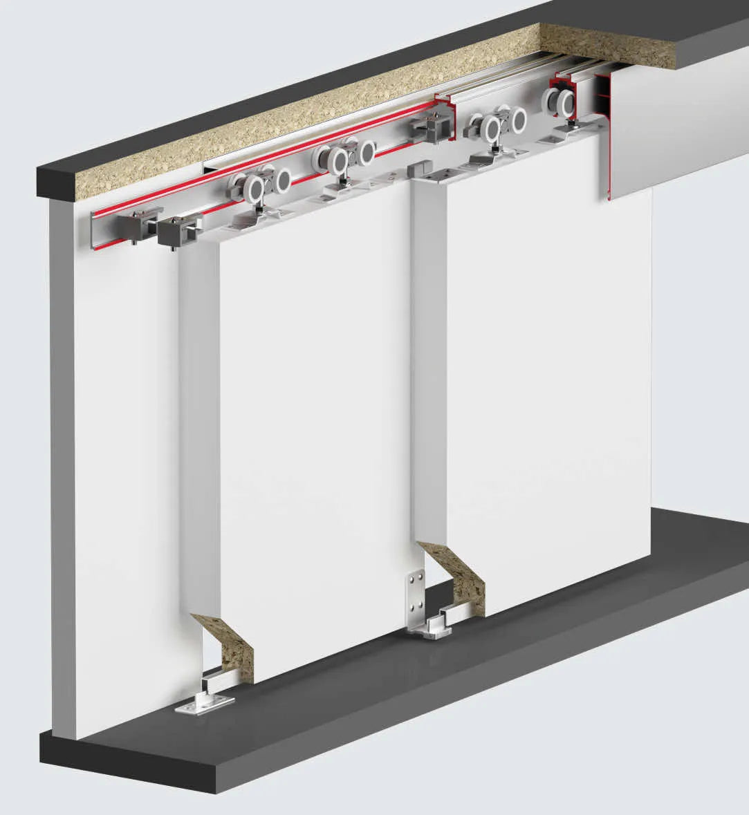 80 KG TELESCOPIC SLIDING SYSTEM - 2 + 1 DOOR