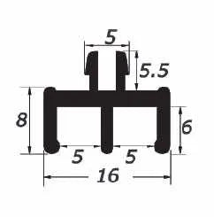 PVC RAIL PROFILE - 5*16 MM - 3 MT