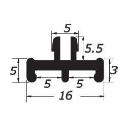 PVC RAIL PROFILE - 8*16 MM - 3 MT